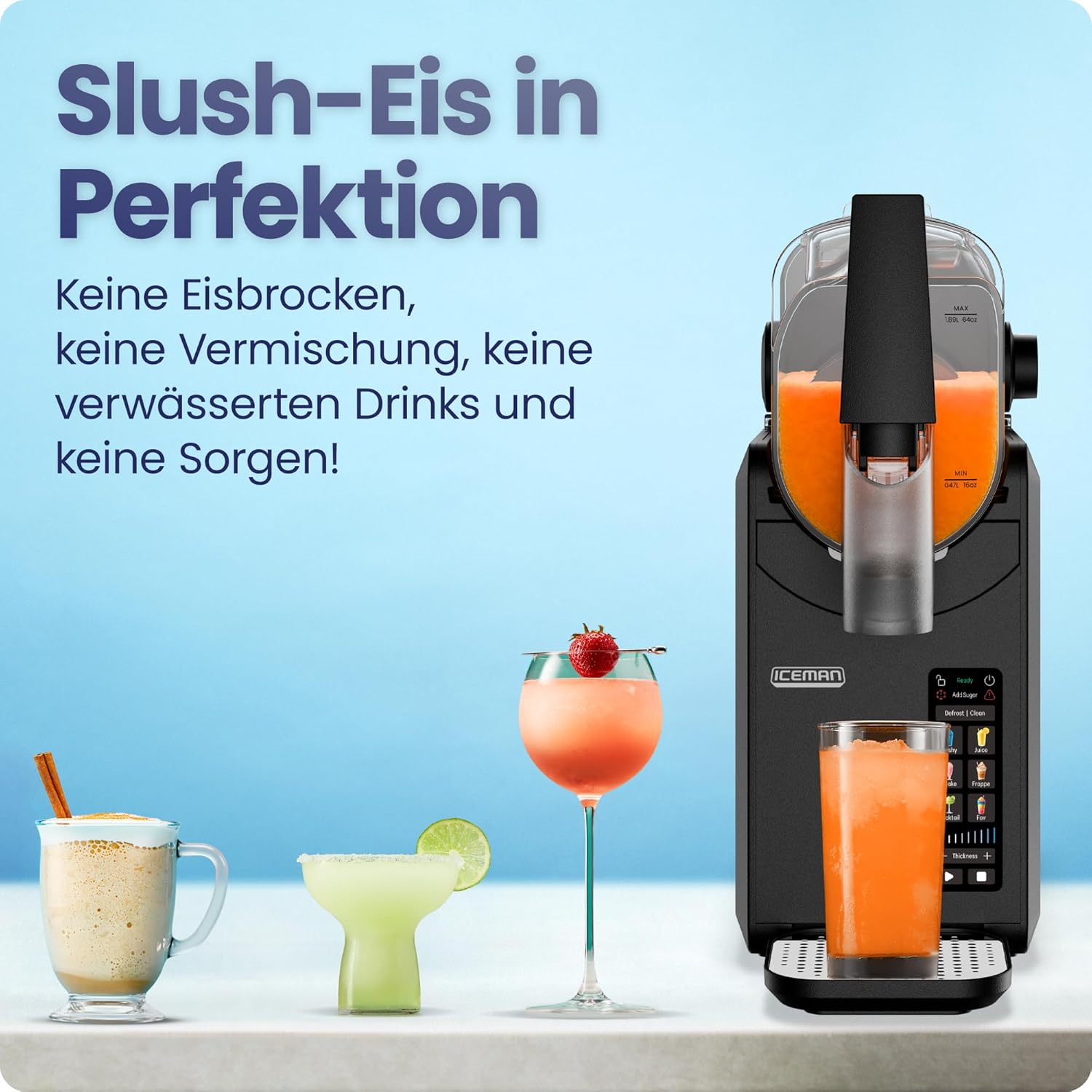 ICEMAN RJ62 Slush-Maschine 5 Programme – Automatisch, Touchpad, Defrost-Funktion, Schwarz (Copy)