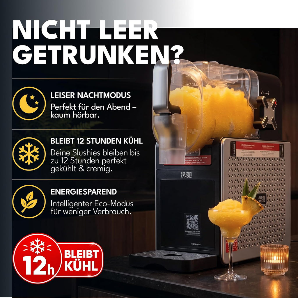 LEBENLANG LBP3312 Slush Maschine 2L, 5-in-1, QuickFreeze, LED-Touchscreen, Auto-Clean, Schwarz