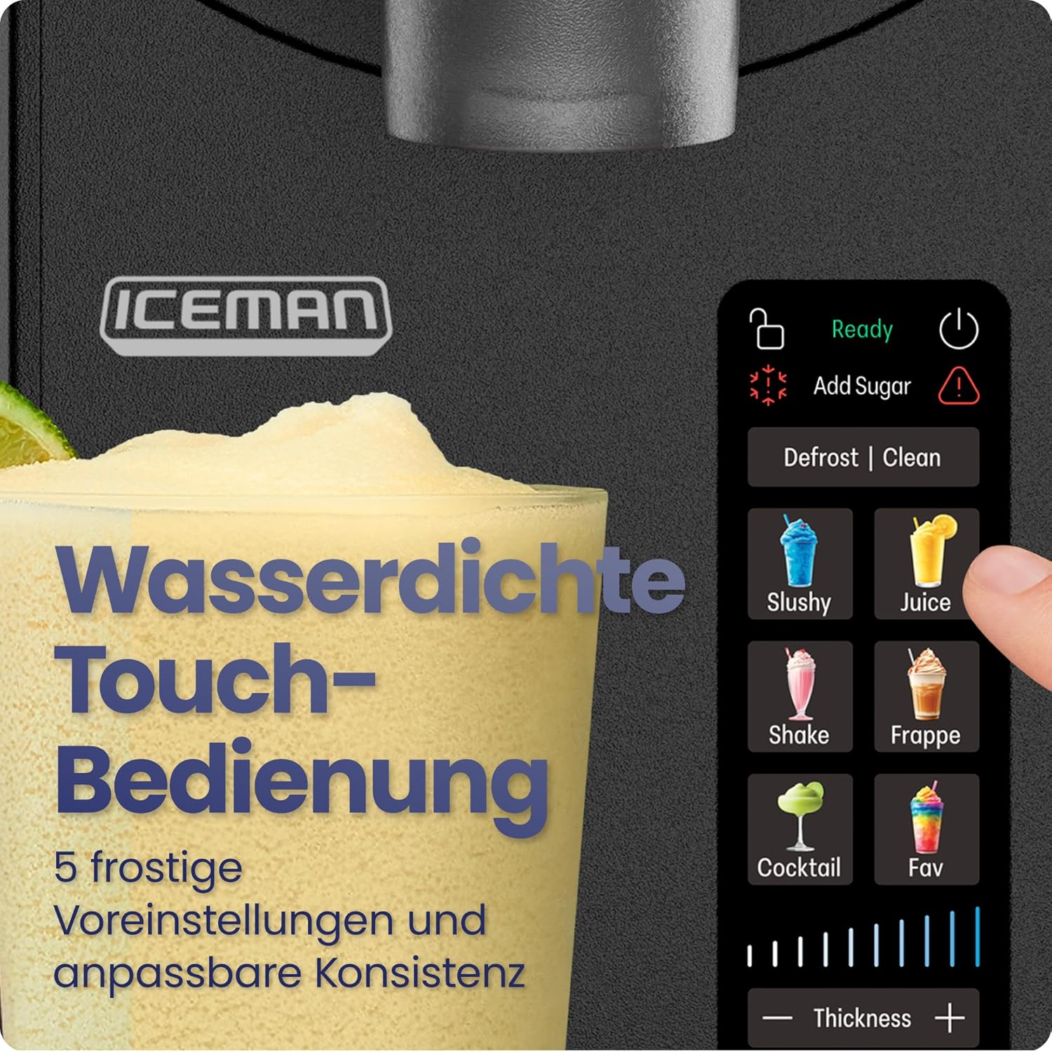 ICEMAN RJ62 Slush-Maschine 5 Programme – Automatisch, Touchpad, Defrost-Funktion, Schwarz (Copy)